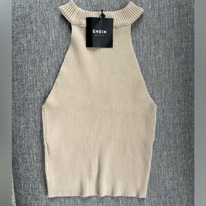 Beige high neck halter top NWT